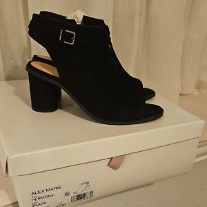 Alex Marie Black Peep-Toe Heels